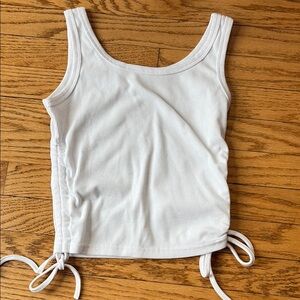White Ribbed Tank Top with Side Ties